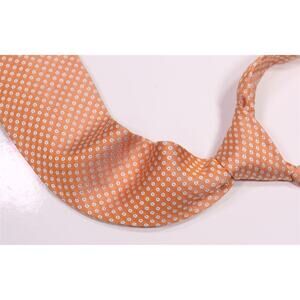 Fellini Cucita a Mano Orange w/ Sky Blue Dots Silk Necktie Tie